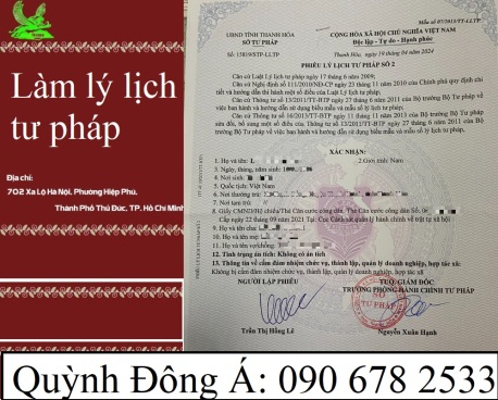 Dịch vụ làm lý lịch tư pháp online tại nhà ở Long An