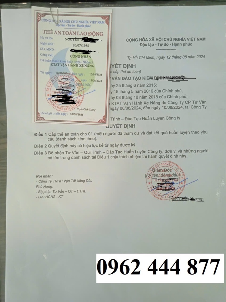 Thẻ an toàn lao động làm tại Bình Định